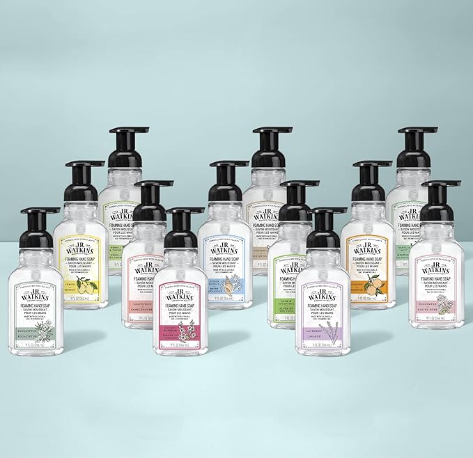 J.R. Watkins Foaming Hand Soap with Pump Dispenser, Moisturizing Foam Hand Wash, Alcohol-Free, Cruelty-Free, Neroli & Thyme, 9 fl oz, 3 Pack
