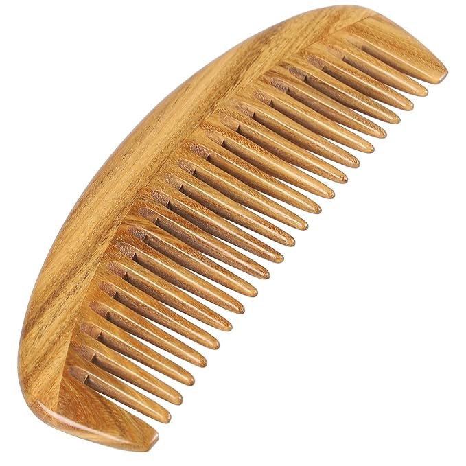 Onedor Handmade 100% Natural Green Sandalwood Hair Combs - Anti-Static Sandalwood Scent Natural Hair Detangler Wooden Comb (Oval Fine Tooth)