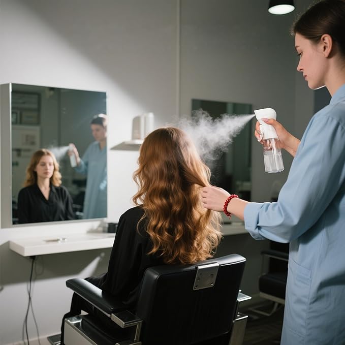 Spray Bottle for Hair - Fine Mist Water Mister Continuous Spray Bottle for Hairstyling, Cleaning & Plants Salon, Home, Pets & More – White 200ml