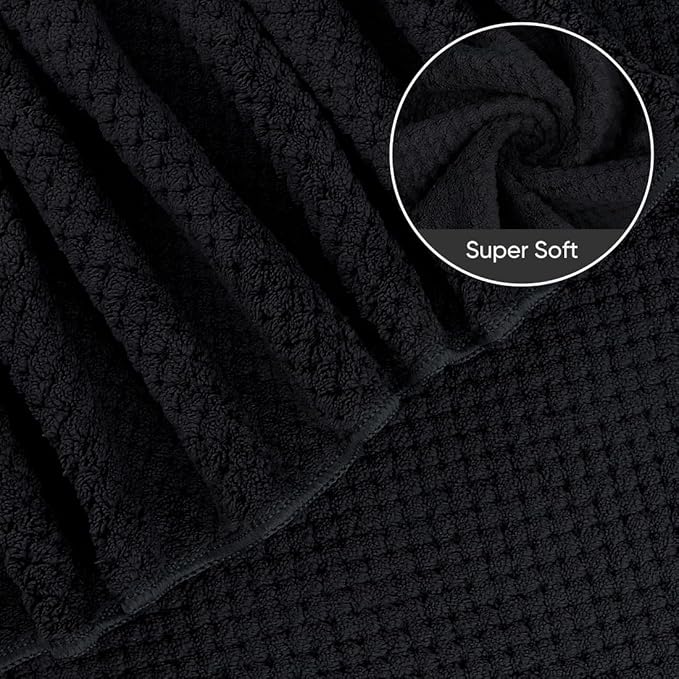 HOMEXCEL Bath Sheets Towels Set Pack of 2 (35 x 70 Inches), Ultra Soft Bath Towels for Bathroom, Lightweight and Quick Drying Towel for Body, Yoga, SPA, Fitness, Black