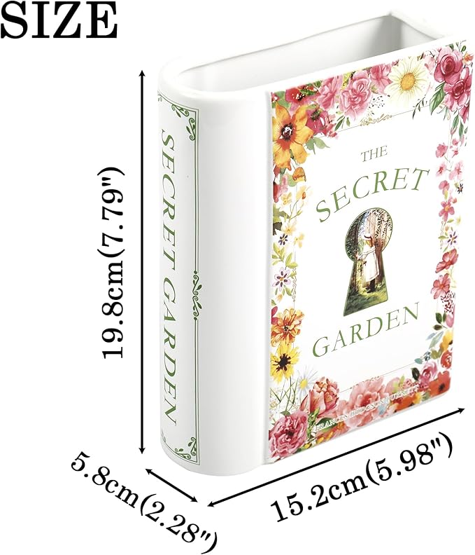 Ceramic Book Vase, Book Vase for Flowers, Ceramic Book Shaped Vase, Book Flower Vases White, Large Ceramic Vases for Home, Office, Bedroom, Living Room, Dining Table(Garden)