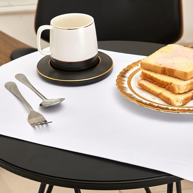 Mebakuk Linen Farmhouse Table Runner Large Burlap Style Soft and Waterproof Decorative Fabric Runner for Outdoor Wedding and Dinner (14 x 90 Inch, White)