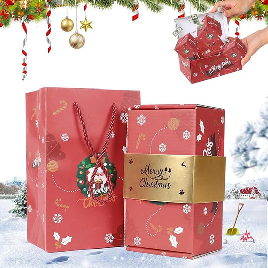 Surprise Gift Box Explosion for Money, Unique Folding Bouncing Red Envelope Gift Box with Confetti for Birthday Anniversary Valentine Proposal (12 Bounces)(Red)