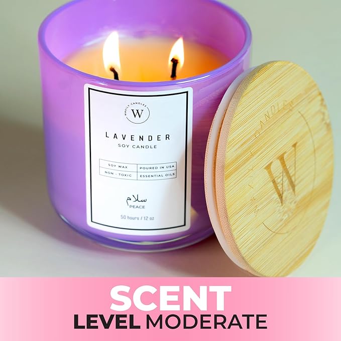 Waxily Lavender Scented Soy Candle | Non-Toxic, Phthalate-Free Essential Oil Candle | Aromatherapy, Luxury Gift, Clean Burning, Sleep Support, Calming Spa, Vegan Home Decor | 12oz