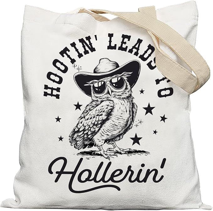 Funny Western Owl Tote Bag, Owl Gifts for Women Canvas Tote Bags, Retro Trendy Country Western Sarcastic Owls Reusable Grocery Shopping Bags
