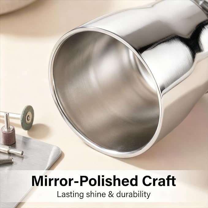 2-Pack Double Wall Stainless Steel Insulated Cups, 8.8oz (260ml), Hot & Cold Drinkware for Travel, Office, Home – Sweat-Proof, Durable, Mirror Polished Finish (Silver)