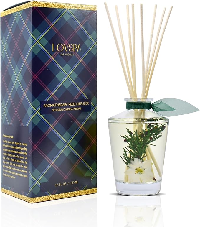 LOVSPA Reed Diffuser Set, Sparkling Balsam Scented Oil Diffuser with Sticks, Home Fragrance Accessories for Bathroom Shelf Decor, Aroma Diffusers for Home or Office Desk, USA Made