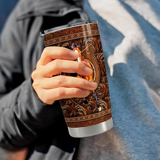 SANDJEST Horse Tumbler 20oz Stainless Steel Insulated Travel Mug Cup for Women Men Horse Gifts for Birthday Christmas Mothers Day Fathers Day