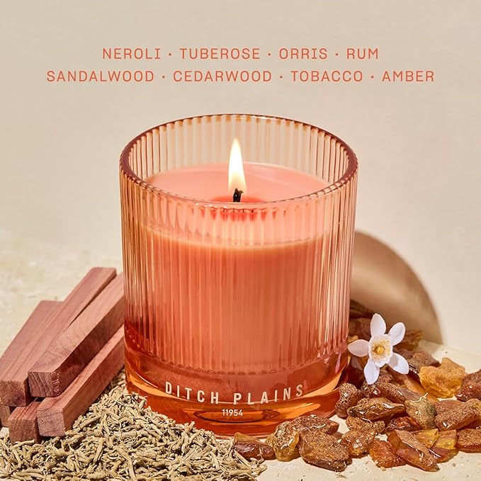 Ditch Plains Scented Candle by Snif, Neroli and Cedarwood, 50+ Hours, 100% Cotton Fiber Wicks, Soy Wax Blend, Non-Toxic, Vegan, 8.5 oz