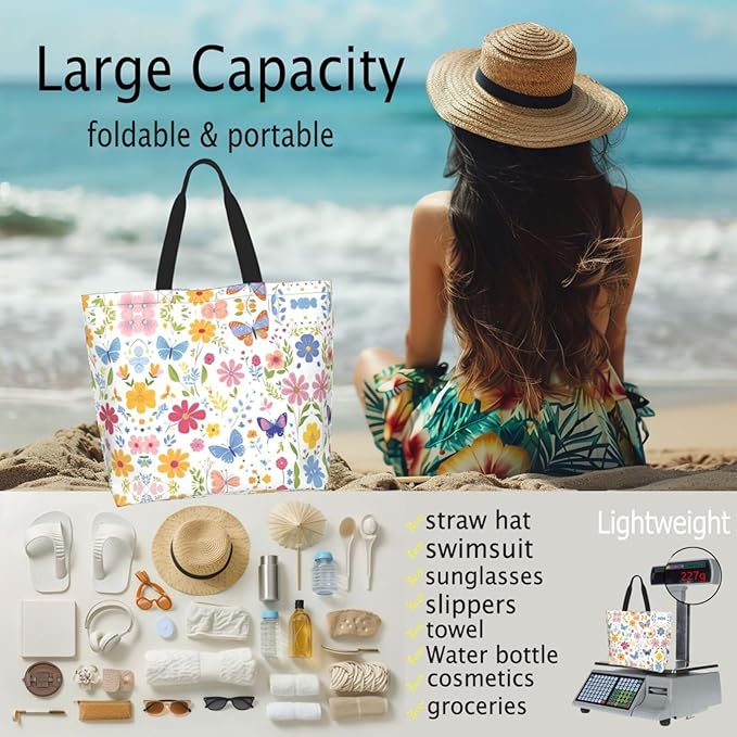 Tote Bag Shoulder Bags for Women Grocery Shopping Bag Reusable Bags Boho-Red Paisley 1