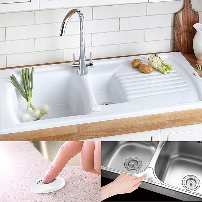 Garbage Disposal Air Switch Kit Single Outlet Sink Top Waste Disposal Short Stainless Steel White On/Off Air Button Food and Waste Disposals Part by Etoolcity