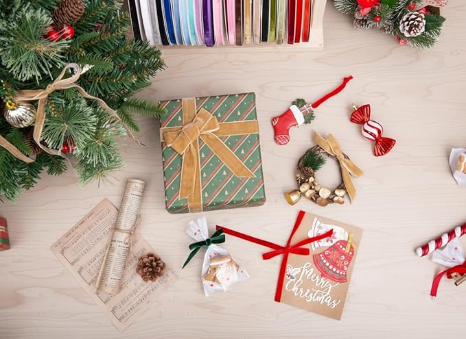 Vintage Khaki Velvet Ribbon, 1 Inch X 25Yd