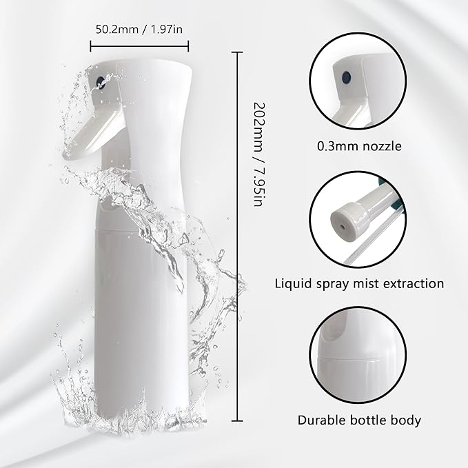 Spray Bottle for Hair Continuous Ultra Fine Mist (200ml) 360° Multi Spray Bottle for Plants, Cleaning, Skin Care Leakproof & Durable 2 Pack