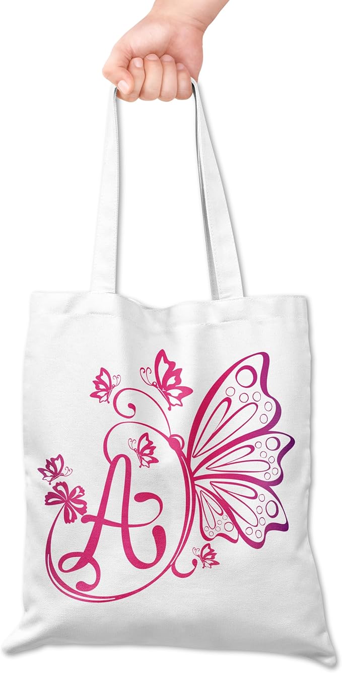Grace Yonks Butterfly Monogram Canvas Tote Bags with The Letter