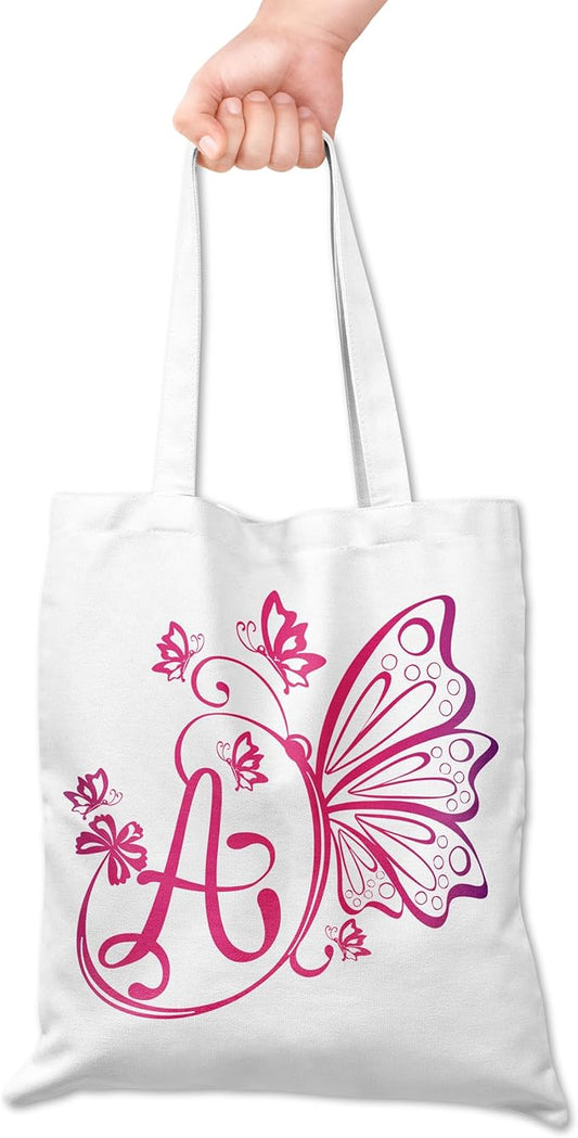 Grace Yonks Butterfly Monogram Canvas Tote Bags with The Letter