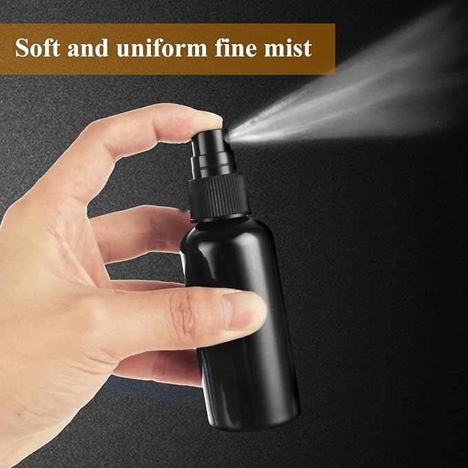 60 Pack 2oz Plastic Spray Bottles Small Empty Fine Mist Spray Bottle Black Bottles for Essential Oils, Bath, Beauty, Hair & Cleaning, Small SprayBottles for Travel, With 5 Funnels
