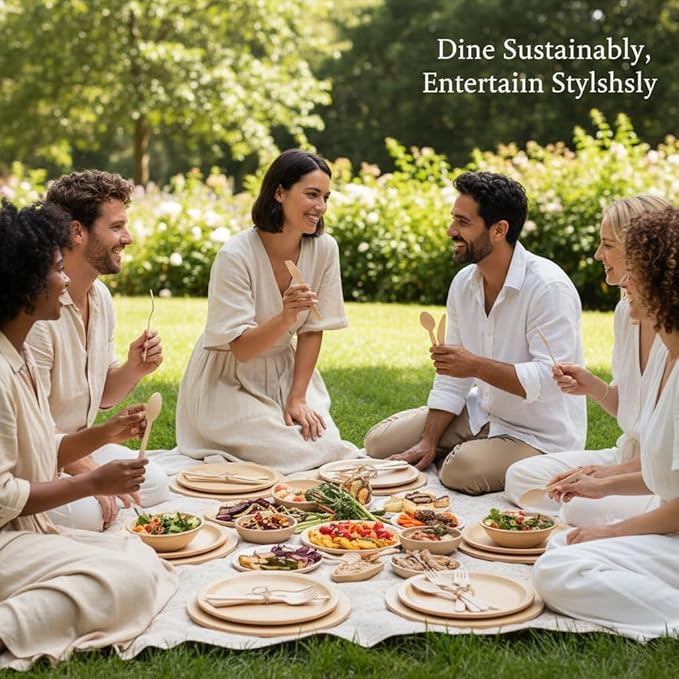 500 Pieces Disposable Cutlery, Wooden Utensils Set [200 Spoons, 200 Forks, 100 Knives] - Disposable Wooden Cutlery, Eco-Friendly Forks and Spoons, Compostable Cutlery Set Party Utensils