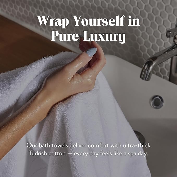 Brooklinen Super-Plush Turkish Cotton Bath Towel Set - Includes 4 Bath Towels Cotton, 820 GSM, Highly Absorbent, Machine Washable, Perfect for Home & Bathroom (White)
