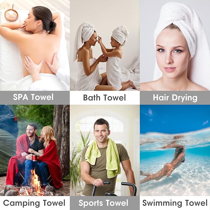 JML Bath Towel, Microfiber Bathroom Towels Set 6 Pack 30" x 60" - Extra Large, Soft, Absorbent, Quick Dry, Odor Resistant, No Shedding, Shrink Resistant, Use for Hair Wrap, Fitness, Sport, Yoga, Blue