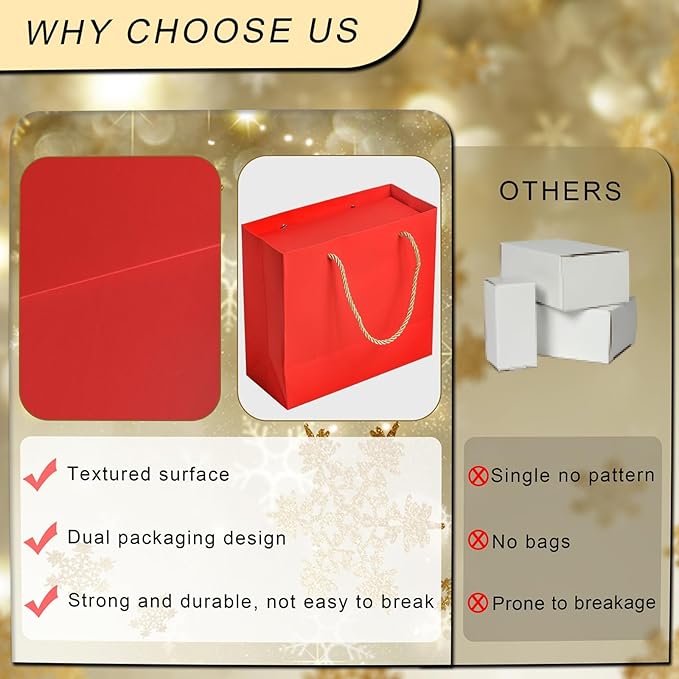 Elegant Gift Boxes with Gift Bag for Presents with Lids Magnetic Closure Rectangle Collapsible for Christmas, Valentine's Day, Birthday Gift Packging (Red)