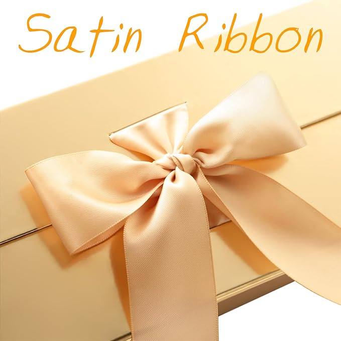 GREEN BEAN 6 Large Gift Boxes with Lids for Presents 13x9.7x3.4 Inches, Gold Magnetic Luxury Gift Boxes with Ribbon, Bridesmaid Proposal Gifts Boxes (Glossy Gold)