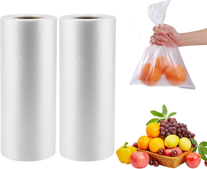 CLASSY Plastic Produce Bags for Food Storage,700 Bag - 12"x16" Clear Grocery Bag for Fruits, Vegetables, Bread,Meat,Continuous,Easy Tear Design - (2 Rolls,Total 700 Bags)