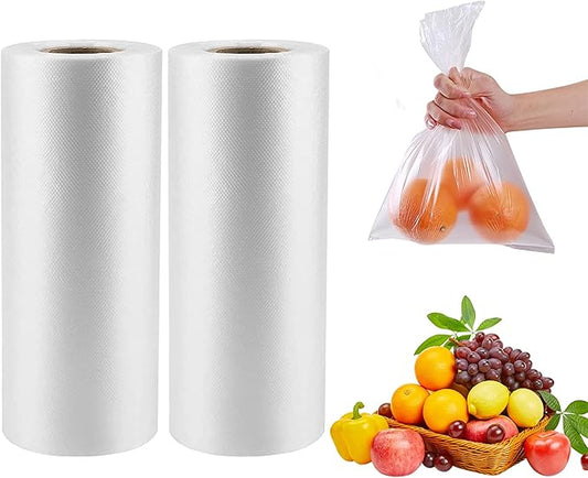 CLASSY Plastic Produce Bags for Food Storage,700 Bag - 12"x16" Clear Grocery Bag for Fruits, Vegetables, Bread,Meat,Continuous,Easy Tear Design - (2 Rolls,Total 700 Bags)