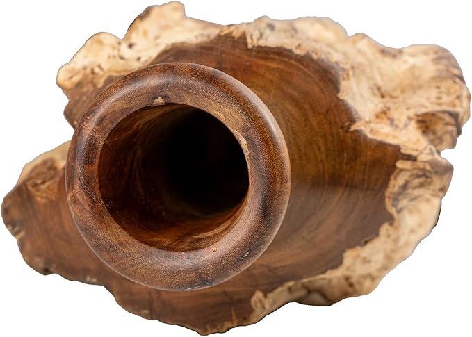 Vitex Pubescens Vahl Handcrafted Natural Wooden Vase; H(11.8”) x D(5"-6.5"); Unique Wooden Vase