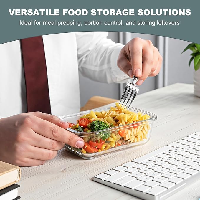 KOMUEE 30 oz 5 Pack Glass Meal Prep Containers, Glass Storage Containers with Lids - Dishwahser, Microwave, Oven and Freezer Safe, Green