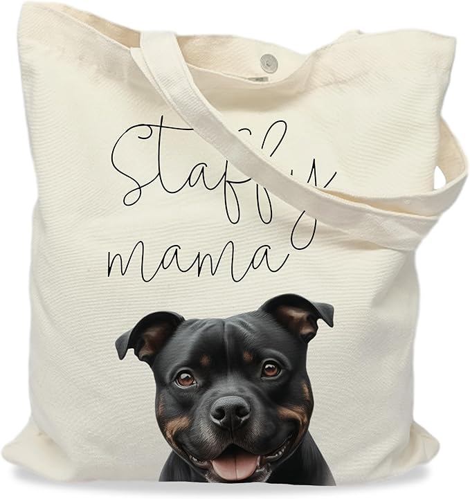 Dog Mama Tote Bag – Cute Dog Lover Canvas Bag, Reusable Shopping Shoulder Bag for Women, Pet Mom Gift,