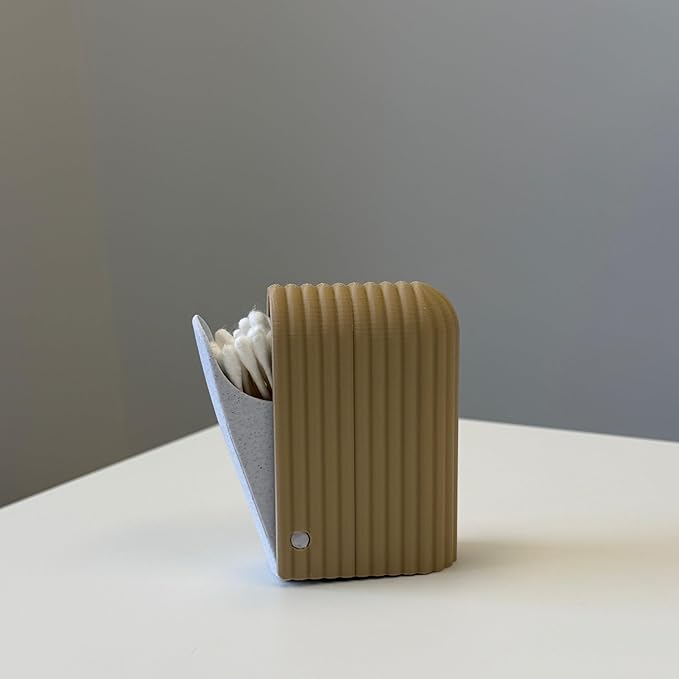 Push-Open Cotton Swab Holder & Dispenser – Modern Cotton Swab Organizer with Dustproof Lid | Bathroom & Vanity Storage Container | Easy One-Hand Access | Sleek Minimalist Design
