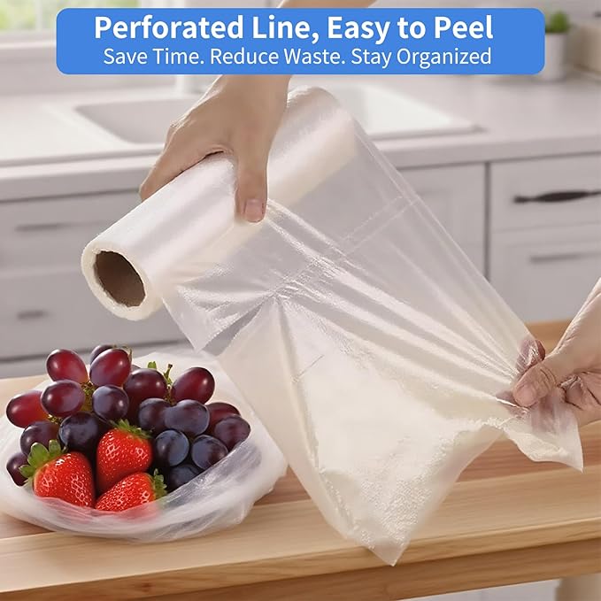 Food Storage Bags, 2 Rolls 12x16 Clear Plastic Produce Bags Roll for Food Storage, Bread, Vegetables, Fruit, and More, 350 Bags/Roll