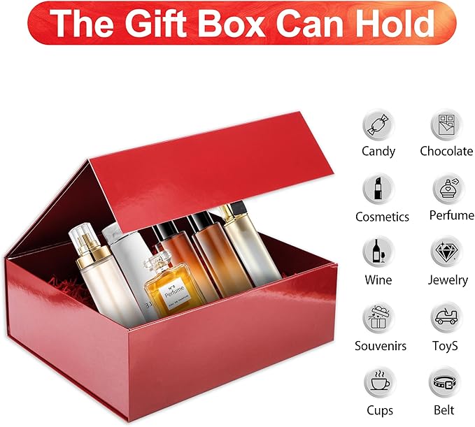 Rsgift 2 Pack Red Gift box,14x11x7 inch Packaging Gift Boxes with Lids for Valentines Day,Large Gift Boxes for Presents Birthday Christmas,Thanksgiving Day