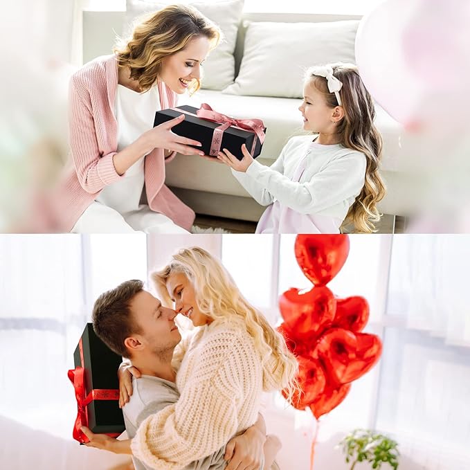 4 Pack 11x8x3.5 Inches Gift Boxes with Magnetic Closure Lids, Black Magnetic Box for Wedding, Groomsmen Bridesmaid Proposal, Birthdays, Mother's Day