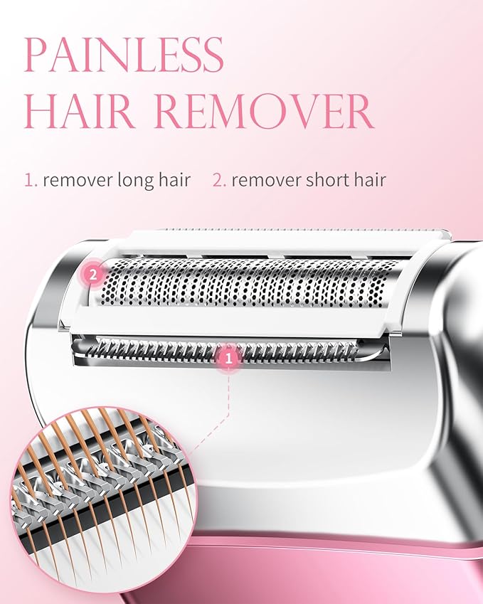 Cordless Electric Razors for Women, Travel Electric Shaver with LED Display, Rechargeable Body Trimmer Shaver for Private Area, Face Underarms Bikini,Lips,arms, Legs (Pink)