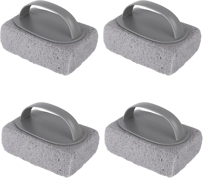 4 Pcs Hand-held Pool Pumice Stone for Cleaning with Handle, Pumice Stone for Pool Tile Cleaning, Concrete, Block Swimming Grout, Stove and Spa Tile Removing Stains