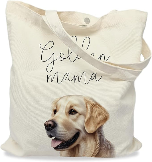 Dog Mama Tote Bag – Cute Dog Lover Canvas Bag, Reusable Shopping Shoulder Bag for Women, Pet Mom Gift,