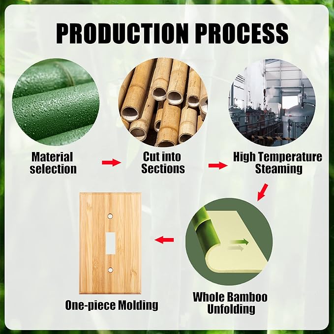 Raw Wood Single Toggle Decor 4.5" X 2.76" Light Switch Plate Cover Wall Plate Bamboo Quality Outlet Covers For Bedroom Kitchen Home Decorative