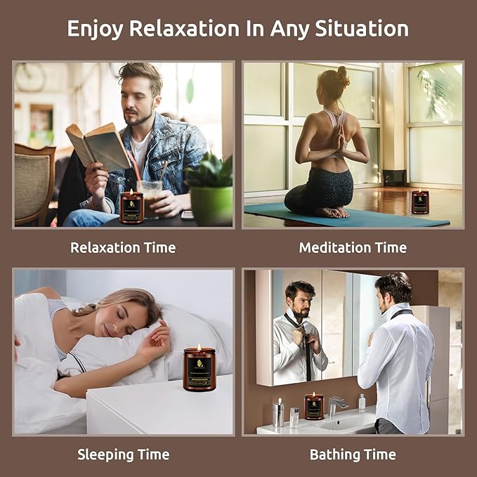 Scented Candles Set, Soy Candles for Home Scented, 4 Pack 28oz Candle Gifts for Men Women, Scents of Magnolia & Sandalwood/Moroccan Amber/Lemon Eucalyptus/Vintage Oak