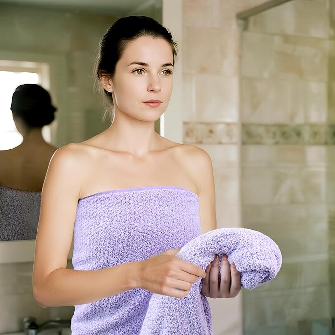 EEverplush Diamond Collection Oversized Bath Towel – 1 Pieces, Super Soft & Highly Absorbent, Quick-Drying, Extra Large & Thick. Perfect for Bathroom, Pool, Swimming Use (Lavender, 30" x 56" 1PK)