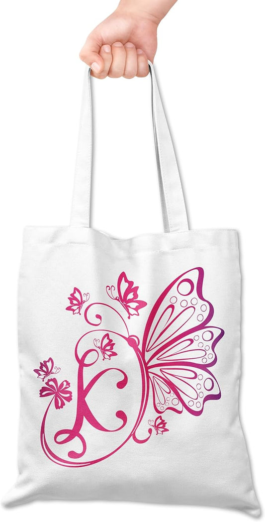 Grace Yonks Butterfly Monogram Canvas Tote Bags with The Letter