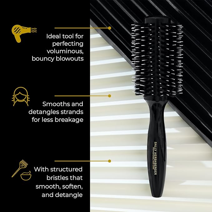 SALLY HERSHBERGER Large Round Brush for Men & Women - Premium, Salon-Tested, Volumizing & Smoothing Barrel Hair Brush - For Styling and Blow Drying Thick Through Fine Hair - Boar Bristle Design - 1 pc