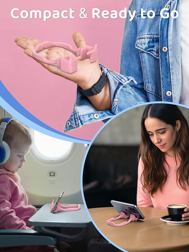 Stocking Stuffers for Teens Girls Boys Cell Phone Stand Patented Adjustable Shy Fingers Lazy Phone Holder for Desk Cool Gadgets Fun Gifts Ideas for Adults Women Gifts for Christmas (Pink)