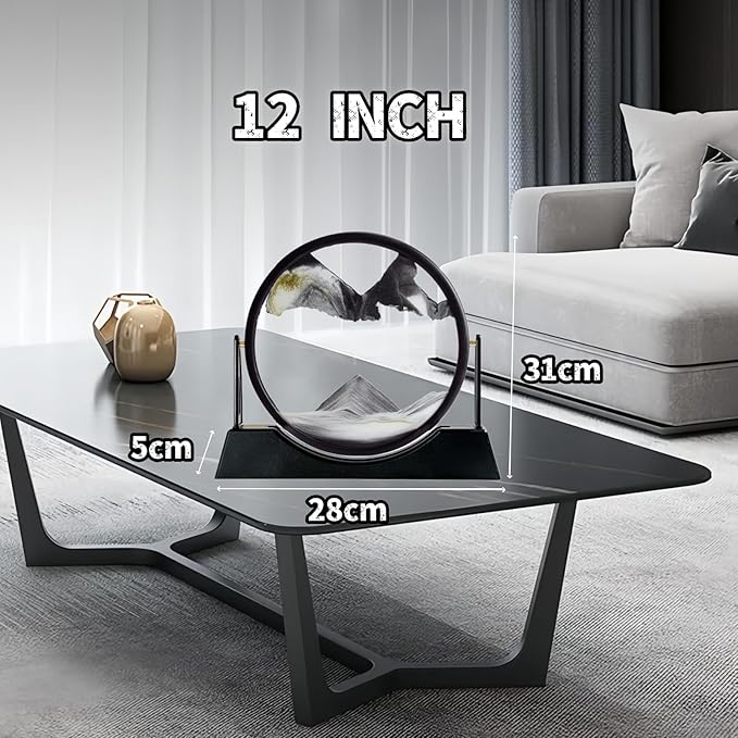 ZSDSZDZY Moving Sand Art Picture Liquid Motion, 3D Quicksand Décor, Deep Sea Sandscapes with Display Flowing Sand Frame for Relaxing, Desktop Office Home Decoration (Black)