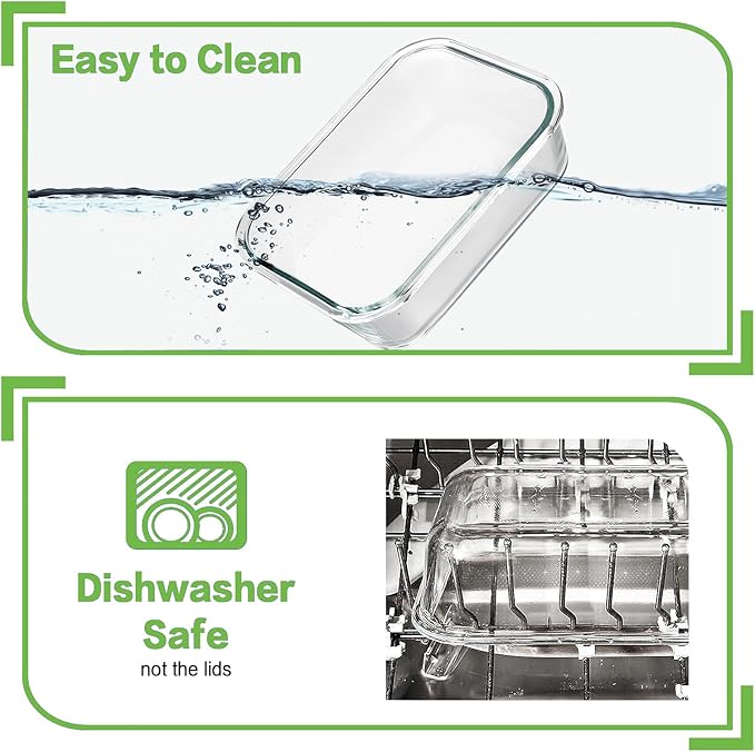 8 Pack 36oz Large Glass Meal Prep Containers with lids, Glass Food Storage Containers with Leak Proof Snap Lock Lids , Airtight Bento lunch Boxes, Kitchen Storage, Oven and Dishwasher Safe-White