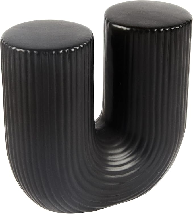 Restaurantware-Table Art Flower Vase, 1 Minimalist Vase - U-Shaped Style, for Fresh Or Artificial Flowers, Black Ceramic Vessel for Home Decor, in Kitchen, Home, Living Room, Office, and More