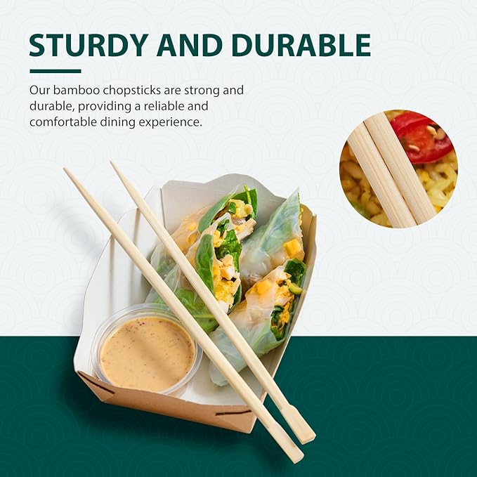Soeos 500 Disposable Chopsticks Bulk - Natural Wooden Chopsticks & Bamboo Chopstick for Sushi, Takeout, Party - Splinter-Free, Individually Wrapped Single-Use Chopstick (Approx.500 Pairs)