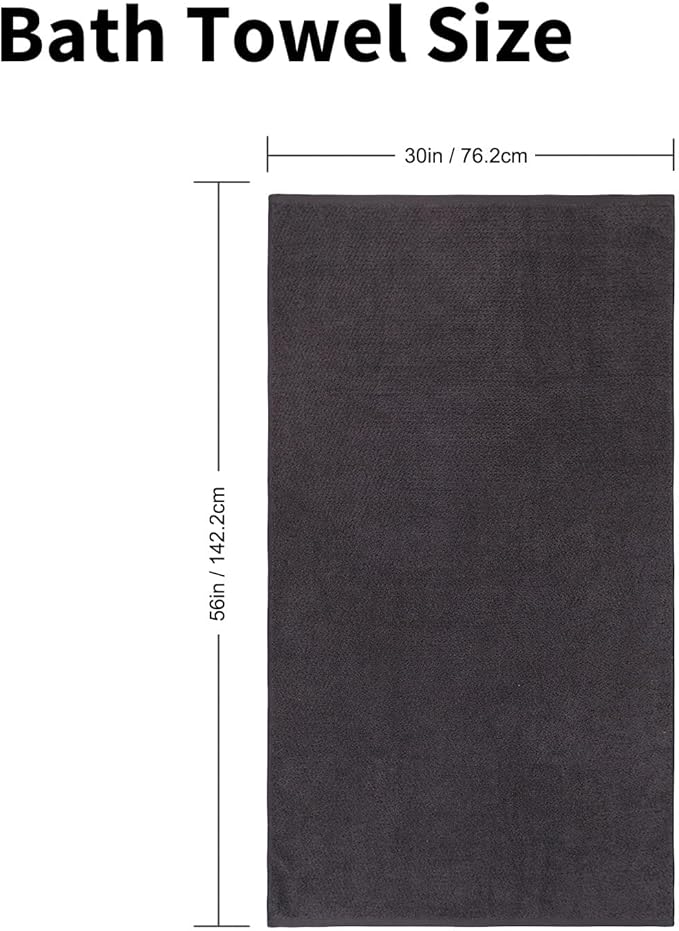 Everplush Diamond Collection Oversized Bath Towel – 1 Pieces, Super Soft & Highly Absorbent, Quick-Drying, Extra Large & Thick. Perfect for Bathroom, Pool, Swimming Use (Charcoal, 30" x 56" 1PK)