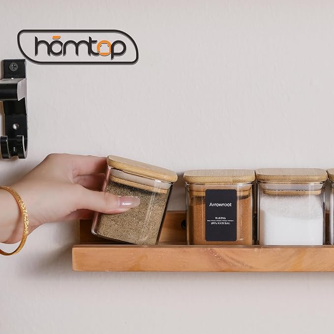 24Pcs 4oz Spice Jars with 275 Labels, Small Seasoning Glass Container Empty Organizer with Bamboo Lid Set for Pepper, Salt, Sugar