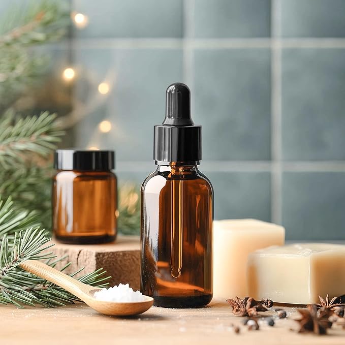 KEYWING 60 Pack 1oz Eye Dropper Bottles – 30ml Leakproof Amber Glass Bottles for Essential Oils, Tinctures, Hair Oil, Travel Liquids